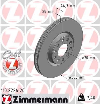 Bremžu diski ZIMMERMANN 110.2224.20 1