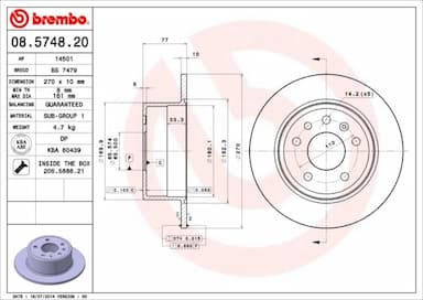 Bremžu diski BREMBO 08.5748.20 1