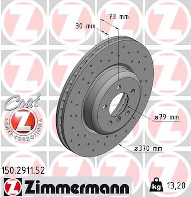 Bremžu diski ZIMMERMANN 150.2911.52 1