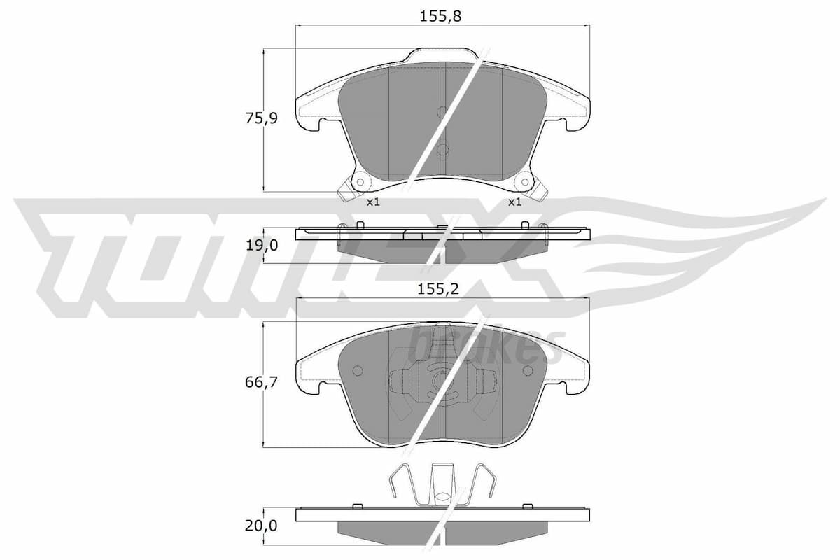 Bremžu uzliku kompl., Disku bremzes TOMEX Brakes TX 17-75 1