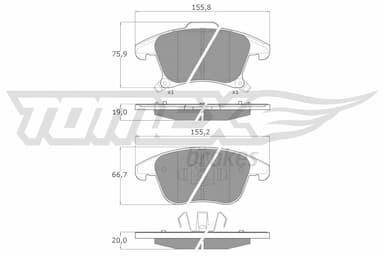 Bremžu uzliku kompl., Disku bremzes TOMEX Brakes TX 17-75 1