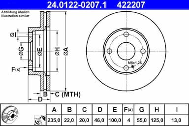 Bremžu diski ATE 24.0122-0207.1 1