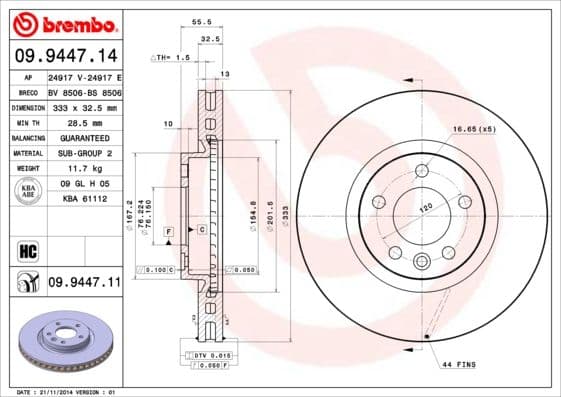 Bremžu diski BREMBO 09.9447.11 1