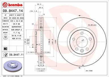 Bremžu diski BREMBO 09.9447.11 1