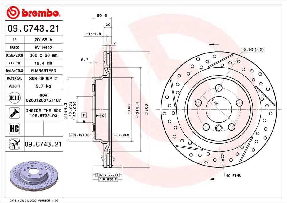 Bremžu diski BREMBO 09.C743.21 1