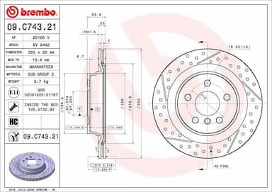 Bremžu diski BREMBO 09.C743.21 1