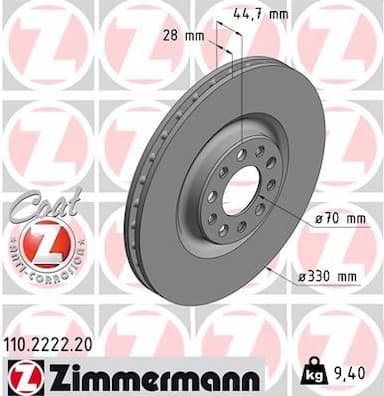 Bremžu diski ZIMMERMANN 110.2222.20 1