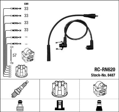 Augstsprieguma vadu komplekts NGK 8487 1