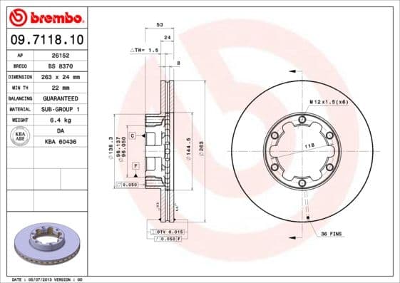 Bremžu diski BREMBO 09.7118.10 1