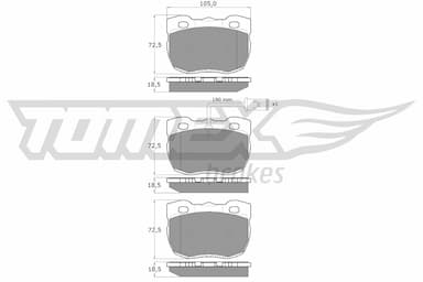 Bremžu uzliku kompl., Disku bremzes TOMEX Brakes TX 16-23 1