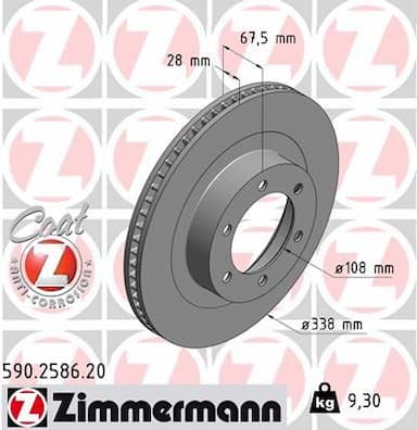 Bremžu diski ZIMMERMANN 590.2586.20 1