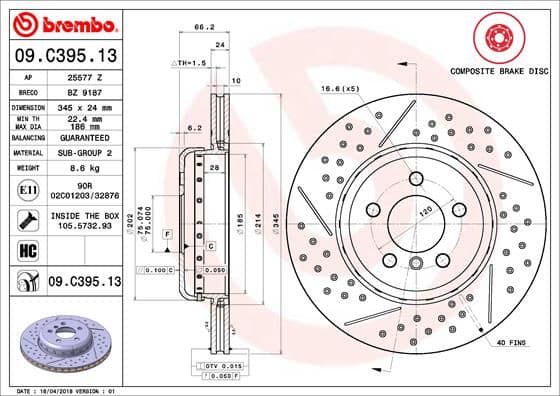 Bremžu diski BREMBO 09.C395.13 1