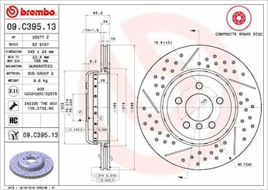 Bremžu diski BREMBO 09.C395.13 1