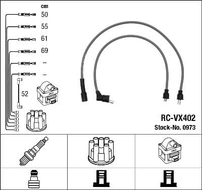 Augstsprieguma vadu komplekts NGK 0973 1