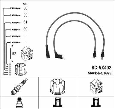 Augstsprieguma vadu komplekts NGK 0973 1