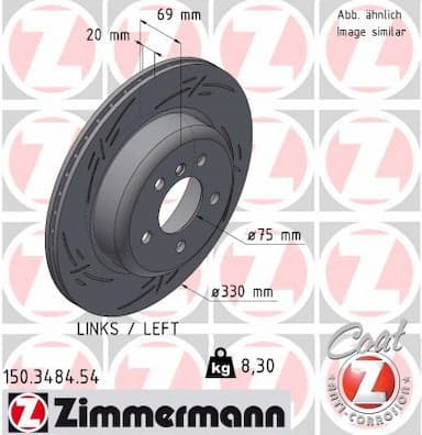 Bremžu diski ZIMMERMANN 150.3484.54 1