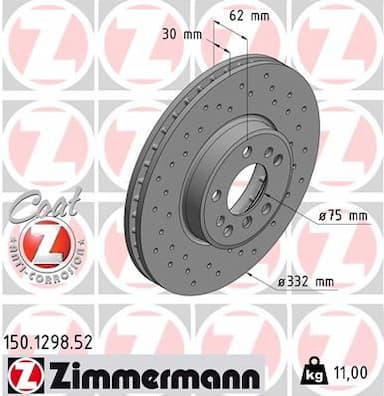 Bremžu diski ZIMMERMANN 150.1298.52 1