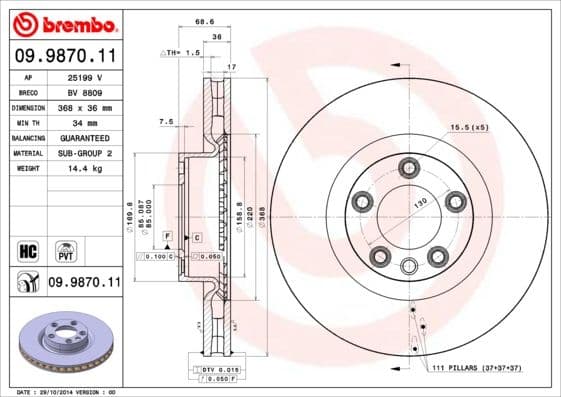 Bremžu diski BREMBO 09.9870.11 1