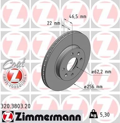 Bremžu diski ZIMMERMANN 320.3803.20 1