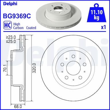 Bremžu diski DELPHI BG9369C 1