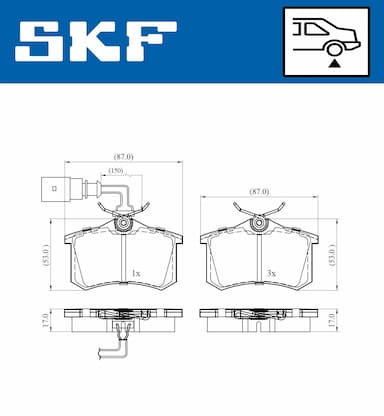 Bremžu uzliku kompl., Disku bremzes SKF VKBP 90452 E 2