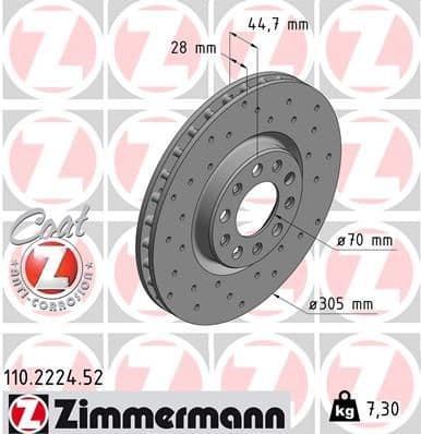 Bremžu diski ZIMMERMANN 110.2224.52 1