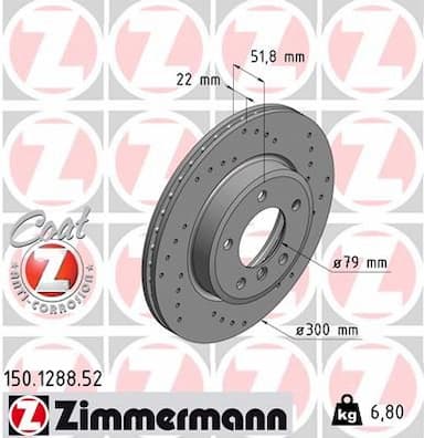 Bremžu diski ZIMMERMANN 150.1288.52 1