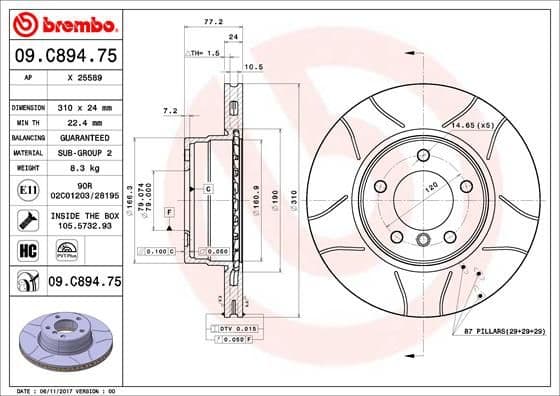 Bremžu diski BREMBO 09.C894.75 1