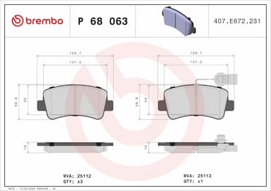 Bremžu uzliku kompl., Disku bremzes BREMBO P 68 063 1