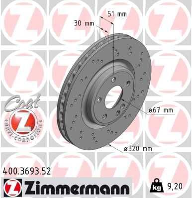 Bremžu diski ZIMMERMANN 400.3693.52 1