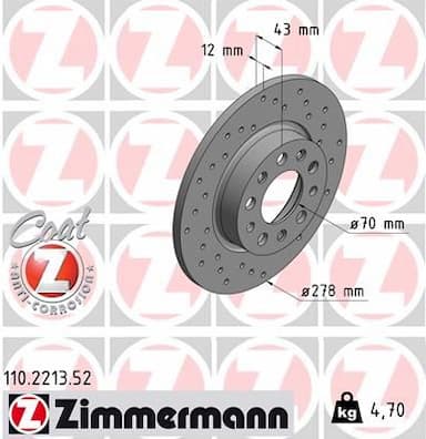 Bremžu diski ZIMMERMANN 110.2213.52 1