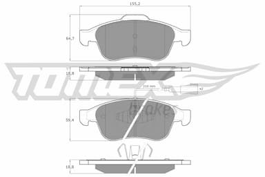 Bremžu uzliku kompl., Disku bremzes TOMEX Brakes TX 16-62 1