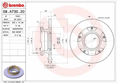 Bremžu diski BREMBO 08.A730.20 1