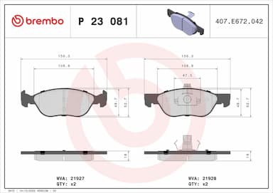 Bremžu uzliku kompl., Disku bremzes BREMBO P 23 081 1