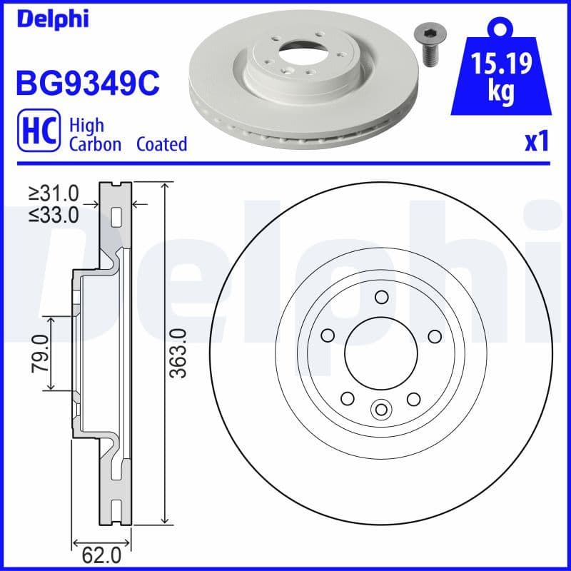 Bremžu diski DELPHI BG9349C 1