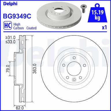 Bremžu diski DELPHI BG9349C 1