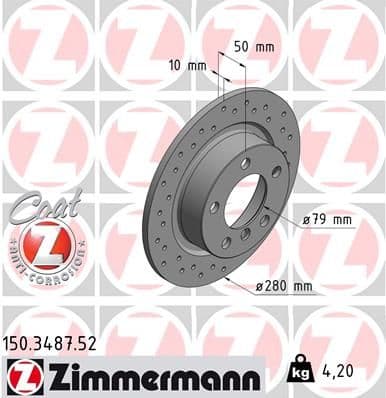 Bremžu diski ZIMMERMANN 150.3487.52 1