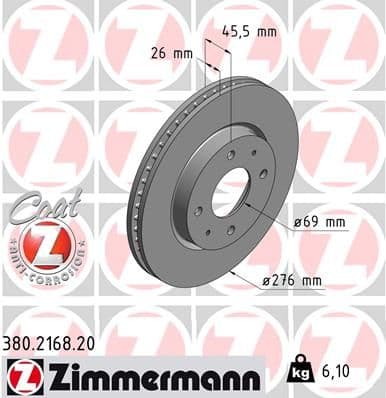 Bremžu diski ZIMMERMANN 380.2168.20 1