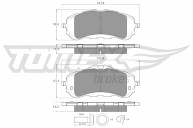 Bremžu uzliku kompl., Disku bremzes TOMEX Brakes TX 18-38 1