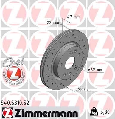 Bremžu diski ZIMMERMANN 540.5310.52 1