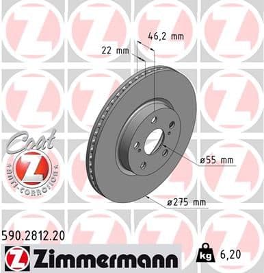 Bremžu diski ZIMMERMANN 590.2812.20 1