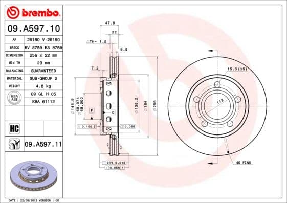 Bremžu diski BREMBO 09.A597.11 1