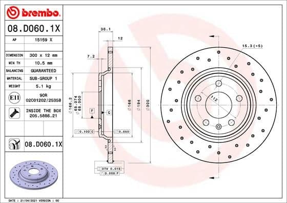 Bremžu diski BREMBO 08.D060.1X 1