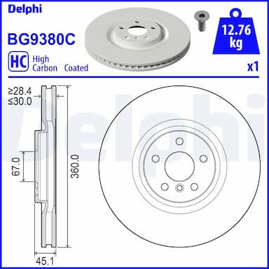 Bremžu diski DELPHI BG9380C 1