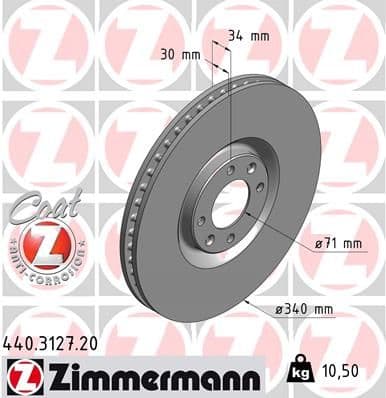 Bremžu diski ZIMMERMANN 440.3127.20 1