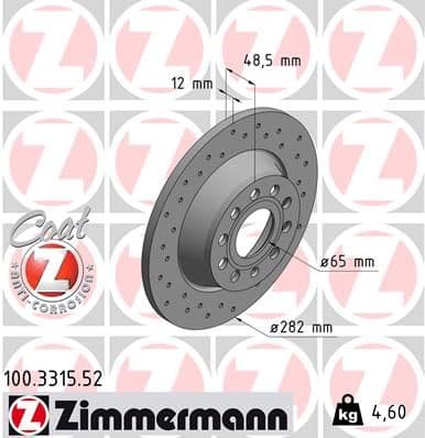 Bremžu diski ZIMMERMANN 100.3315.52 1