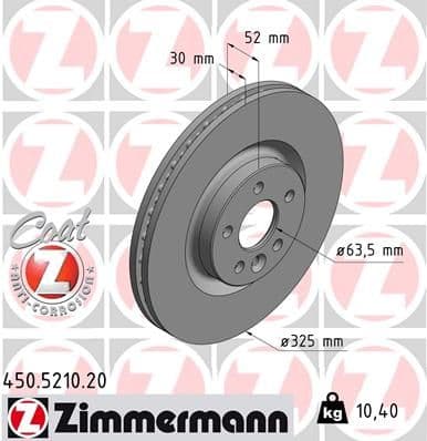 Bremžu diski ZIMMERMANN 450.5210.20 1