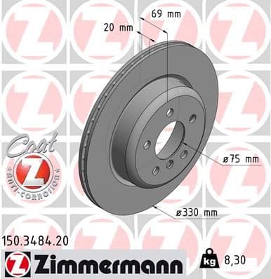 Bremžu diski ZIMMERMANN 150.3484.20 1