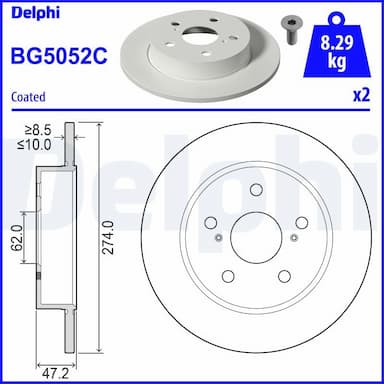 Bremžu diski DELPHI BG5052C 1