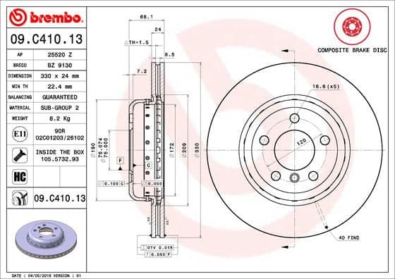 Bremžu diski BREMBO 09.C410.13 1